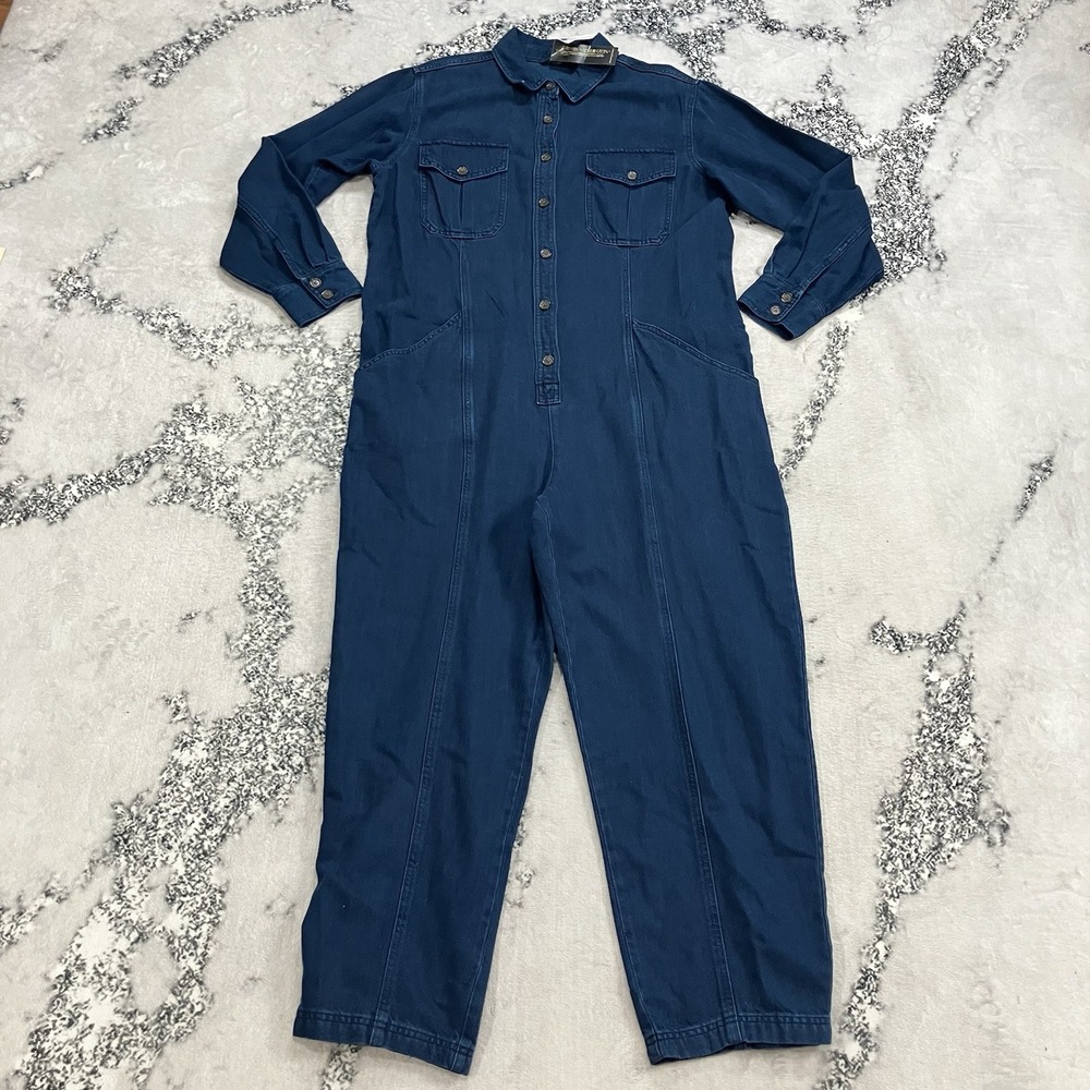 NWT Banana Republic Utility Jumpsuit Womens Large Blue Long Sleeve Belted